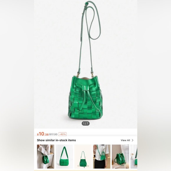 Metallic Green Bucket Bag - Picture 1 of 1